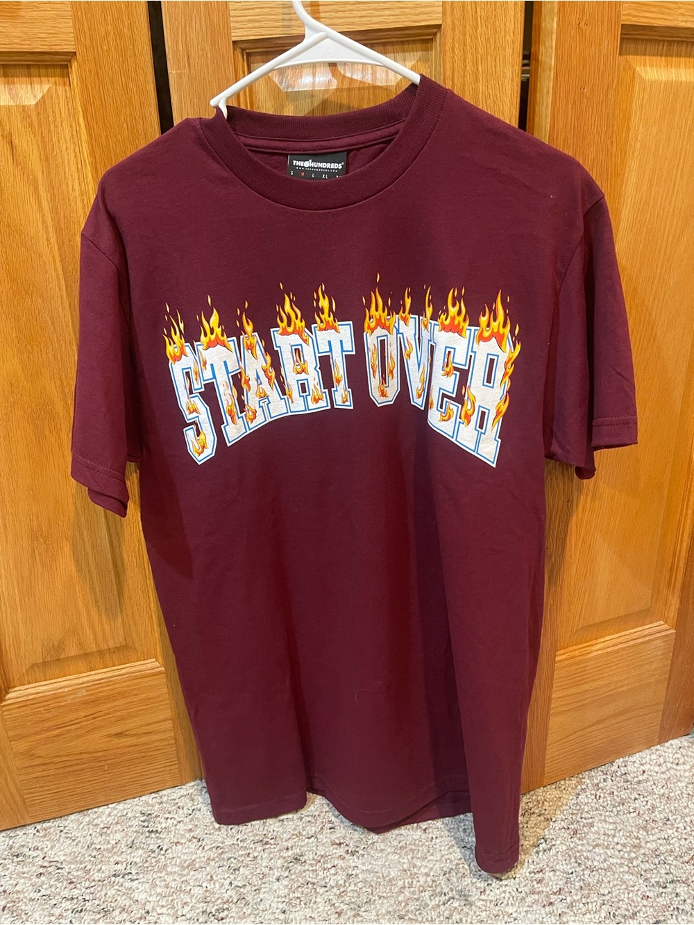 The Hundreds Burgundy 'START OVER' Flame Graphic Tee